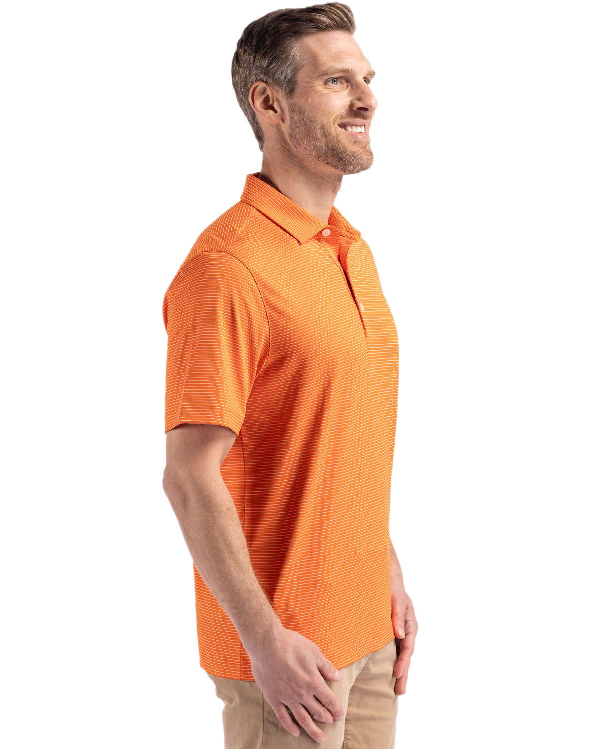 Cutter & Buck Forge Recycled Fine Line Stripe Four-Way Stretch Mens Polo 157