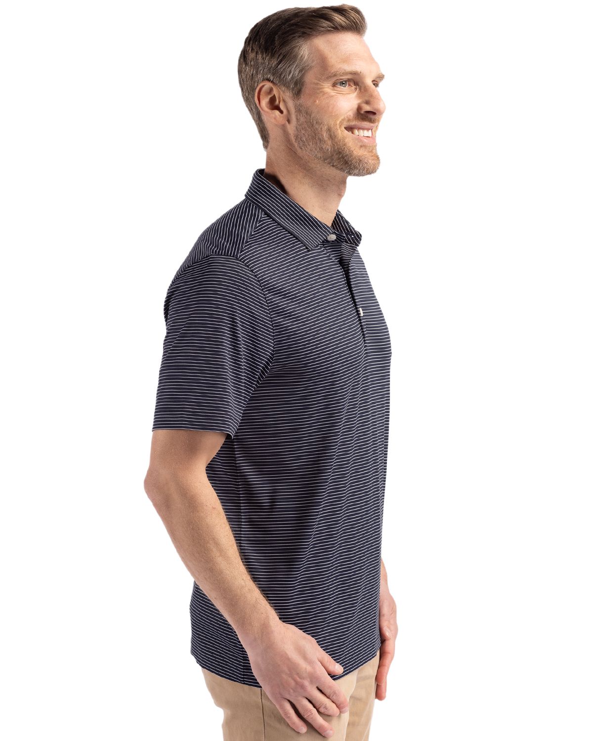 Cutter & Buck Forge Recycled Fine Line Stripe Four-Way Stretch Mens Polo 158