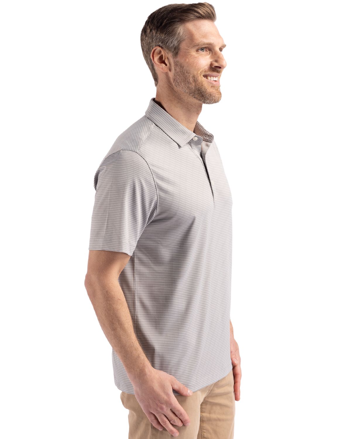 Cutter & Buck Forge Recycled Fine Line Stripe Four-Way Stretch Mens Polo 125