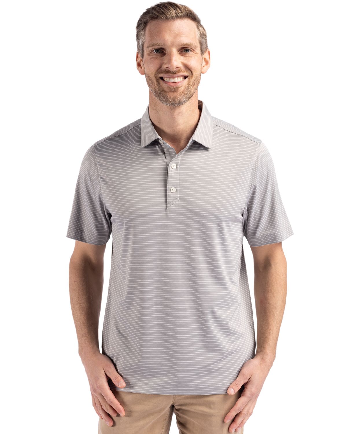 Cutter & Buck Forge Recycled Fine Line Stripe Four-Way Stretch Mens Polo 105