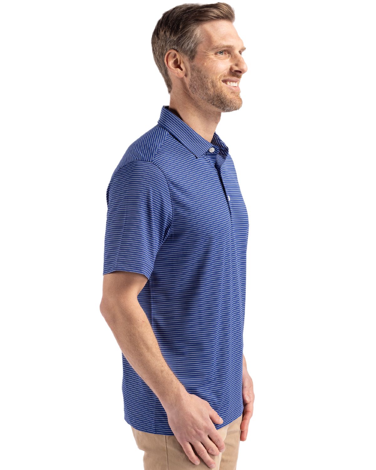 Cutter & Buck Forge Recycled Fine Line Stripe Four-Way Stretch Mens Polo 128