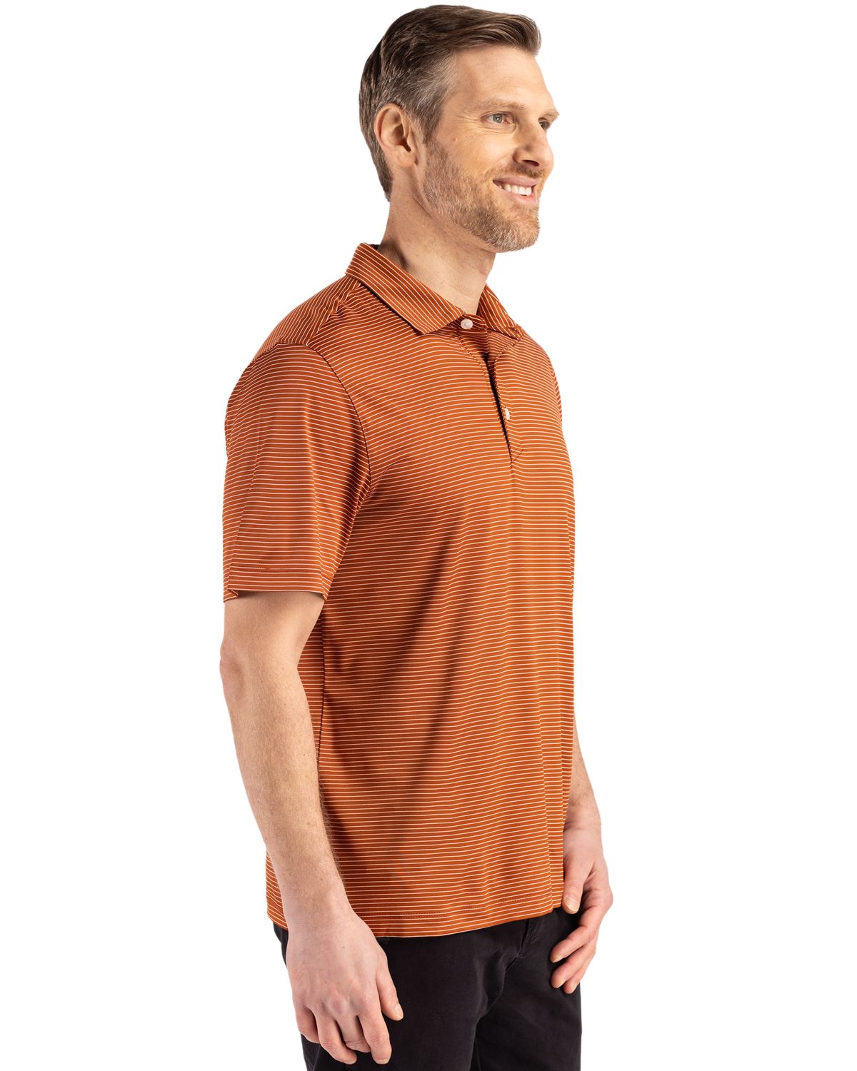 Cutter & Buck Forge Recycled Fine Line Stripe Four-Way Stretch Mens Polo 135