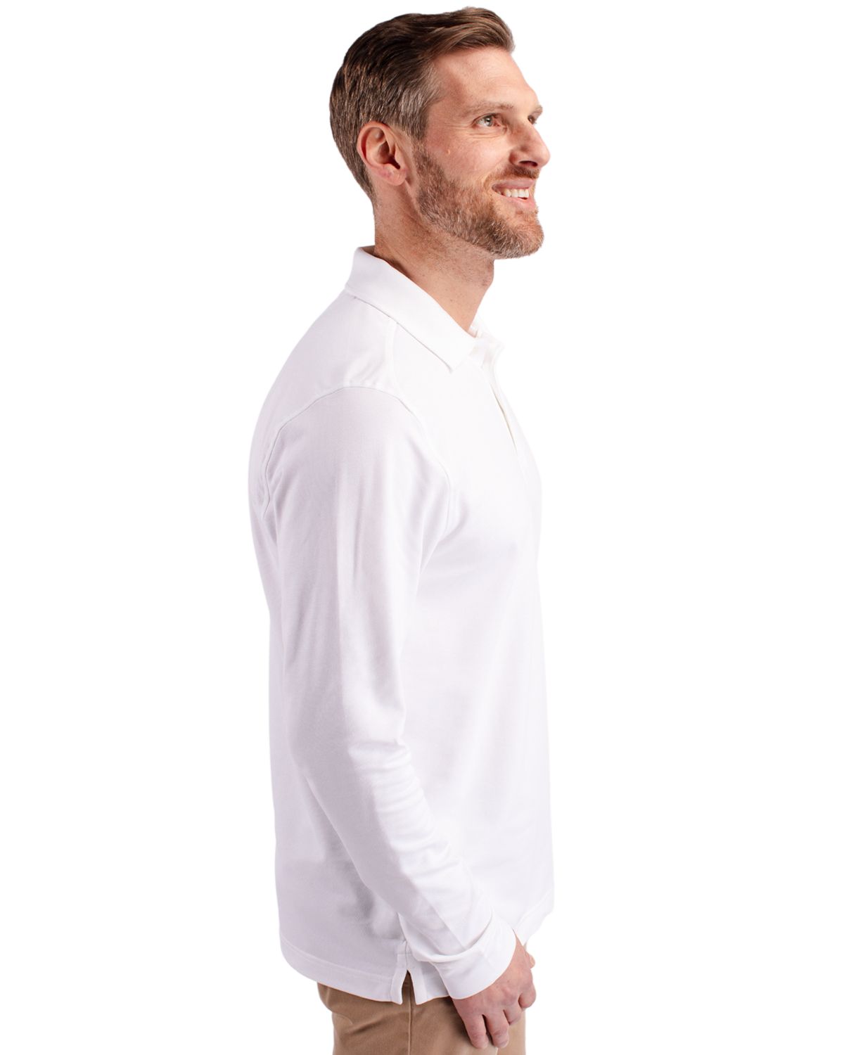 Cutter & Buck Advantage Recycled Cotton-Blend Pique Mens Long Sleeve Polo 75