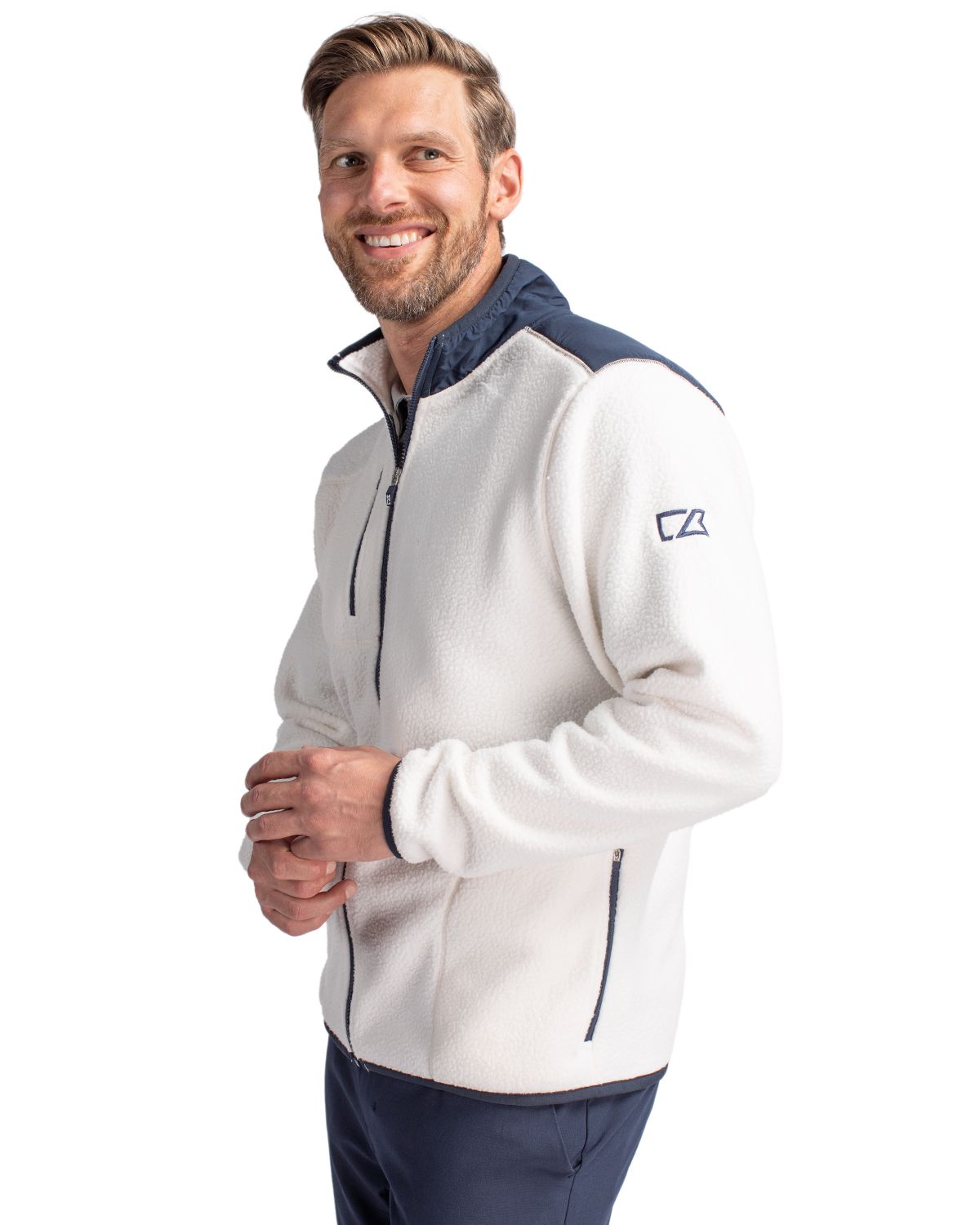 Cutter & Buck Cascade Epic Comfort Recycled Sherpa Fleece Mens Big & Tall Full Zip Jacket Big & Tall 38