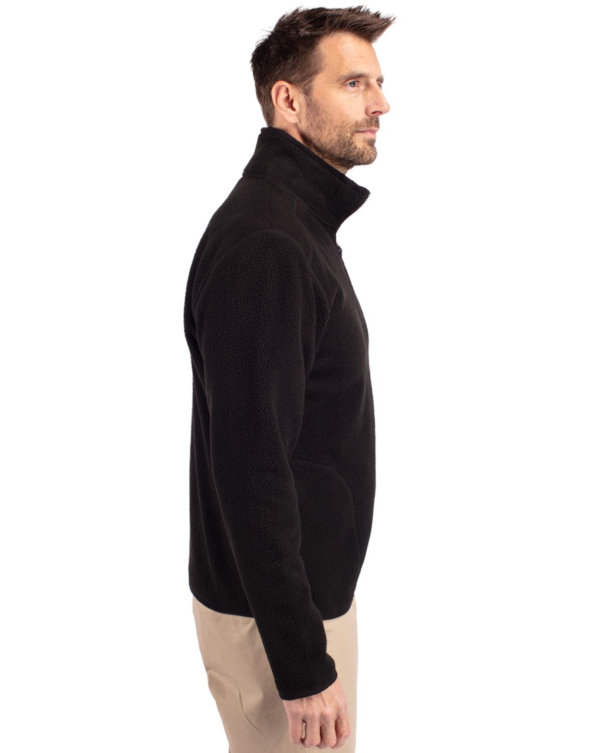 Cutter & Buck Cascade Epic Comfort Recycled Sherpa Fleece Mens Quarter Zip Jacket 82