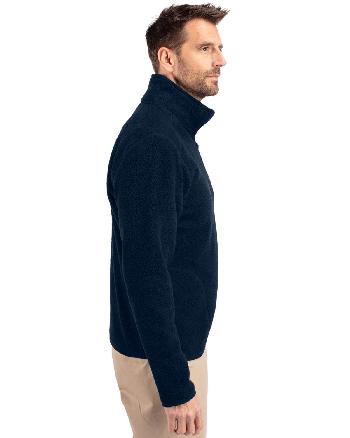 Cutter & Buck Cascade Epic Comfort Recycled Sherpa Fleece Mens Quarter Zip Jacket 84