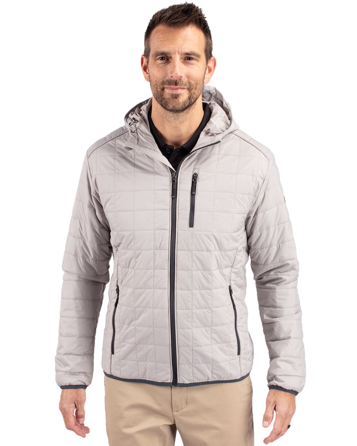 Cutter & Buck Rainier Recycled Insulated Puffer Mens Full Zip Hooded Jacket Jacket 55