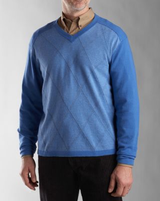 B&T Jazz Cotton Argyle V-neck