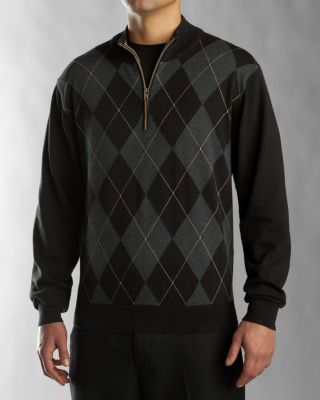 Men's B&T Lewis Cotton Argyle Half Zip Sweater