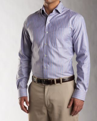 Men's B&T Signature L/S 100/2's Bayfront Stripe Shirt