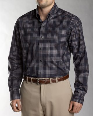 Men's B&T Signature L/S 80/2's Railway Plaid Shirt