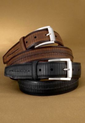 Brighton Balboa Two-Tone Leather Belt Cntr Stitch
