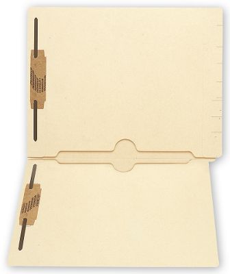 End Tab Folders, Manila, 11pt, 2 Full Pocket, 2 Fastener