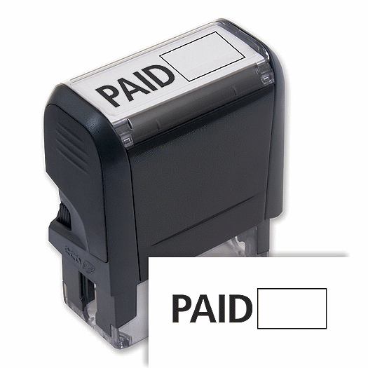 Paid w/ Open Box Stamp - Self-Inking