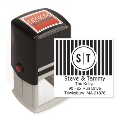 Bold Bars Monogram Design Stamp - Self-Inking