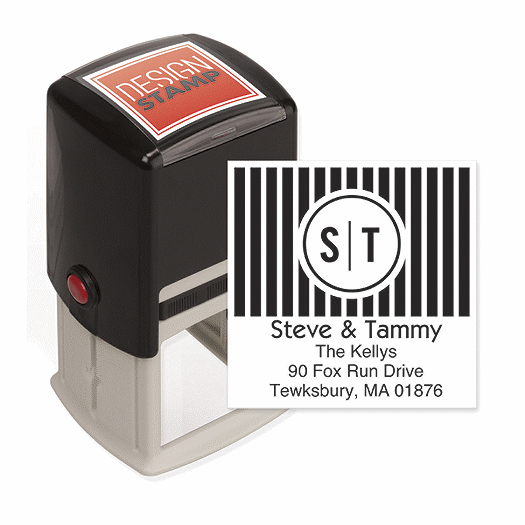 Bold Bars Monogram Design Stamp - Self-Inking