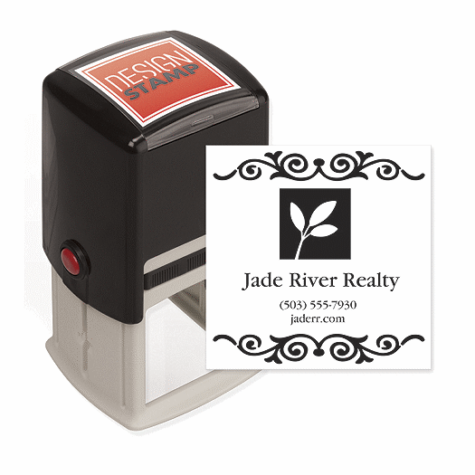 Fancy Flourish with Logo Design Stamp - Self-Inking