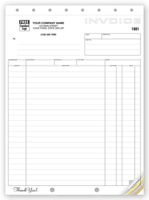 8 1/2 x 11 Classic Design, Large Format Shipping Invoices