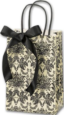 Onyx Damask Shoppers, 5 1/4 x 3 1/2 x 8 1/4