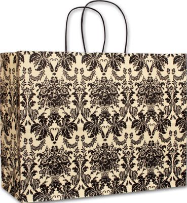Onyx Damask Vogue Shoppers, 16 x 6 x 12 1/2 - Office and Business Supplies Online - Ipayo.com