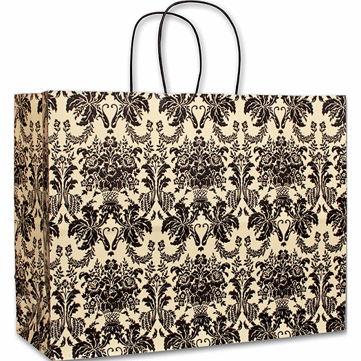 Onyx Damask Vogue Shoppers, 16 x 6 x 12 1/2 - Office and Business Supplies Online - Ipayo.com