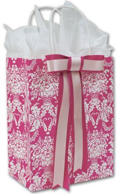 Honeysuckle Damask Shoppers, 8 1/4 x 4 3/4 x 10 1/2 - Office and Business Supplies Online - Ipayo.com