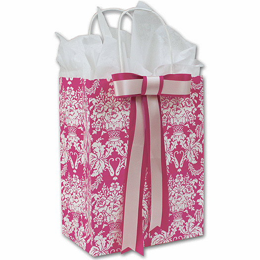 Honeysuckle Damask Shoppers, 8 1/4 x 4 3/4 x 10 1/2 - Office and Business Supplies Online - Ipayo.com