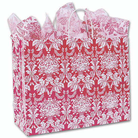 Honeysuckle Damask Shoppers, 16 x 6 x 12 1/2 - Office and Business Supplies Online - Ipayo.com