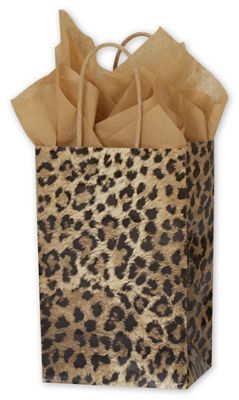 5 1/4 x 3 1/2 x 8 1/4 Leopard Printed Shoppers, 5 1/4 x 3 1/2 x 8 1/4