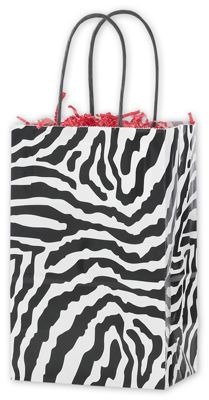 Zebra Printed Mini Cub Shoppers, 5 1/4 x 3 1/2 x 8 1/4