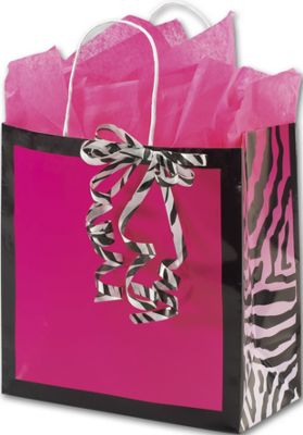 Pink Zebra Gone Wild Shoppers, 10 x 5 x 10 1/2 - Office and Business Supplies Online - Ipayo.com