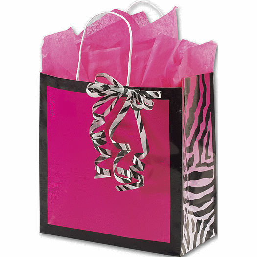 Pink Zebra Gone Wild Shoppers, 10 x 5 x 10 1/2 - Office and Business Supplies Online - Ipayo.com