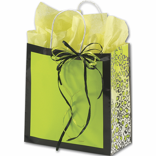 Lime Leopard Gone Wild Shoppers, 10 x 5 x 10 1/2 - Office and Business Supplies Online - Ipayo.com