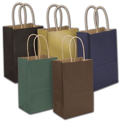 5 1/4 x 3 1/2 x 8 1/4 Color-on-Kraft Shoppers, 5 1/4 x 3 1/2 x 8 1/4