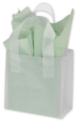 6 1/2 x 3 1/2 x 6 1/2 Clear Frosted High Density Flex Loop Shoppers