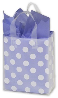 8 x 4 x 10 White Dots Clear Frosted Flex Loop Shoppers, 8 x 4 x 10