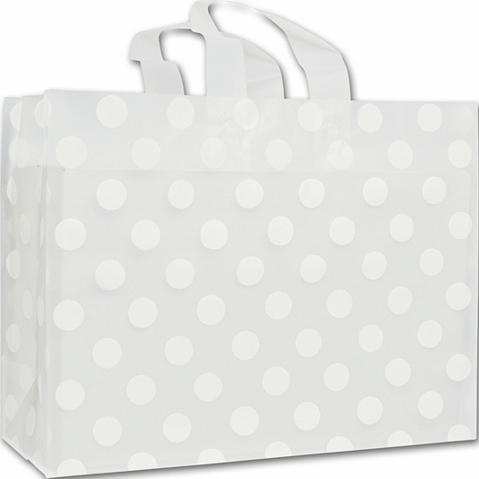 White Dots Clear Frosted Flex Loop Shoppers, 16 x 6 x 12 - Office and Business Supplies Online - Ipayo.com