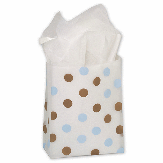 Brown & Blue Dots Clear Frosted Flex Loop Shoppers, 8x4x10 - Office and Business Supplies Online - Ipayo.com