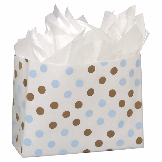 Brown & Blue Dots Clear Frosted Flex Loop Shoppers, 16x6x12 - Office and Business Supplies Online - Ipayo.com
