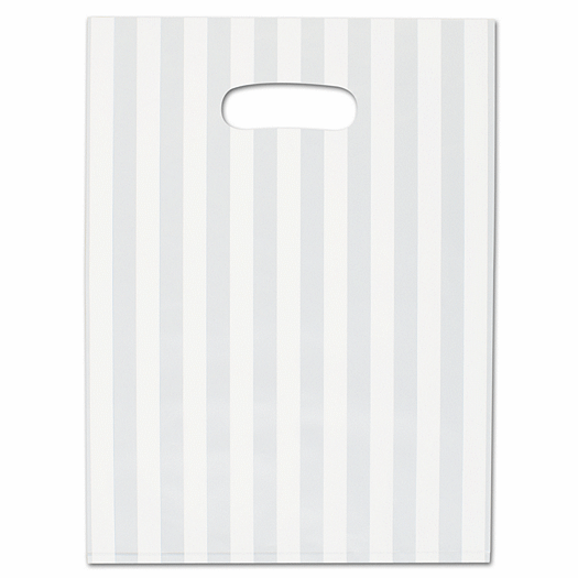White Stripe Frosted High Density Merchandise Bags, 9 x 12