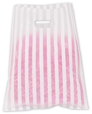 White Stripe Frosted High Density Merchandise Bags, 12 x 15