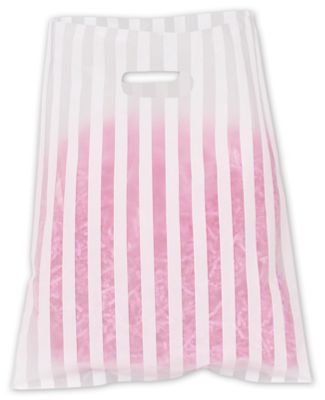 White Stripe Frosted High Density Merchandise Bags, 12 x 15 - Office and Business Supplies Online - Ipayo.com