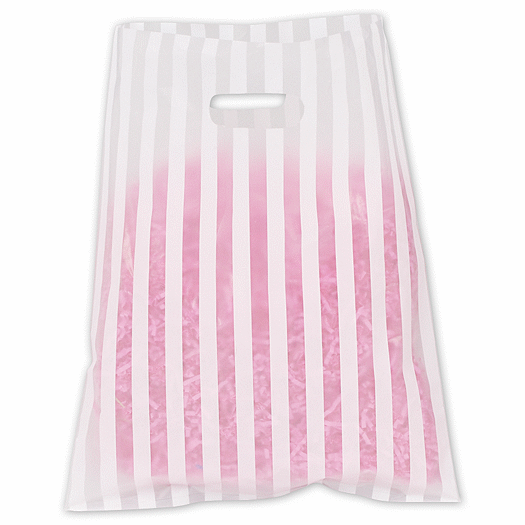 White Stripe Frosted High Density Merchandise Bags, 12 x 15 - Office and Business Supplies Online - Ipayo.com