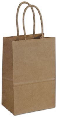 Kraft Paper Shoppers Mini Cub, 5 1/4 x 3 1/2 x 8 1/4