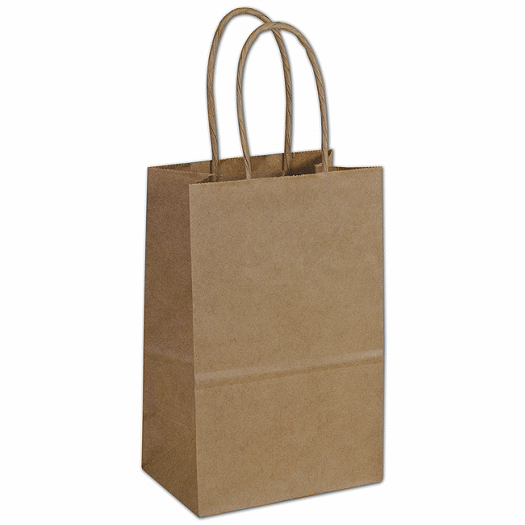 Kraft Paper Shoppers Mini Cub, 5 1/4 x 3 1/2 x 8 1/4 - Office and Business Supplies Online - Ipayo.com
