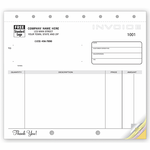 Classic Unlined Small Invoices