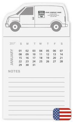 3 1/2  X 6 2017 BIC Magnetic Van Shaped Calendar with Notepad