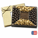 Satisfy your customers' sweet tooth with our custom promotional chocolates. A gift that's always tasteful! Solid chocolate center piece, chocolate covered almonds and lightly salted cashews combine for a gourmet treat they're sure to remember.