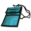 A convenient giveaway that carries your name everywhere! This trade show badge holder securely holds badge, pen and memo pad while leaving hands free. Superior quality! 70 denier polyester holder with adjustable neck cord.