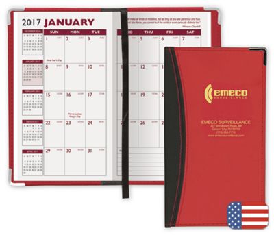3 3/4 x 6 5/16  closed  7 1/2 x 6 5/16  open 2017 Ascot Executive Monthly Planner